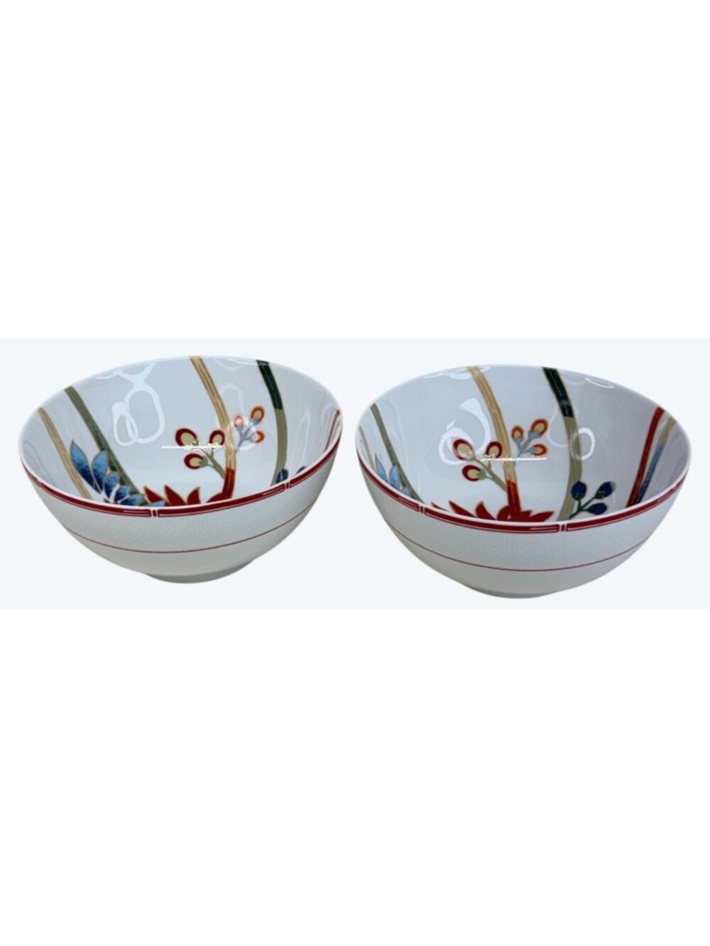 2 HTF Ralph Lauren Red Pagoda Asian Cereal Bowls 6"